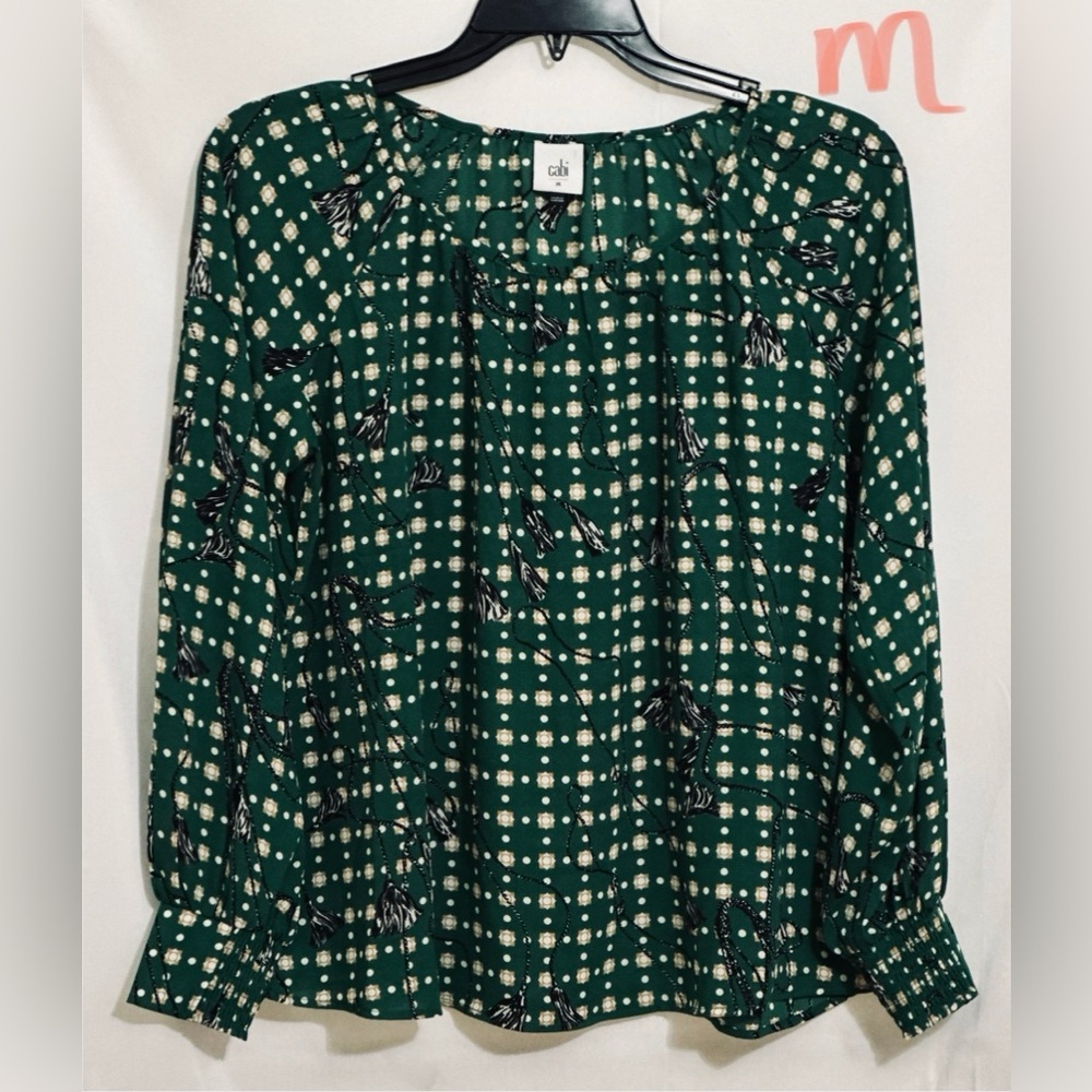 CAbi Green Patterned Women's Top